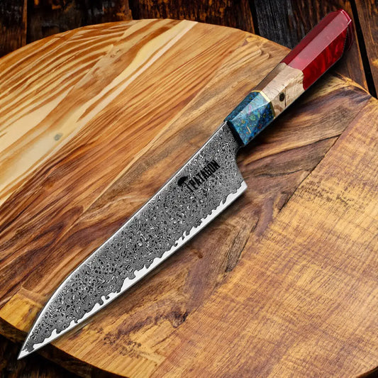 3 Colores - Cuchillo Gyuto Patagon Damasco 67 capas hoja 21 cm PATAGÓN