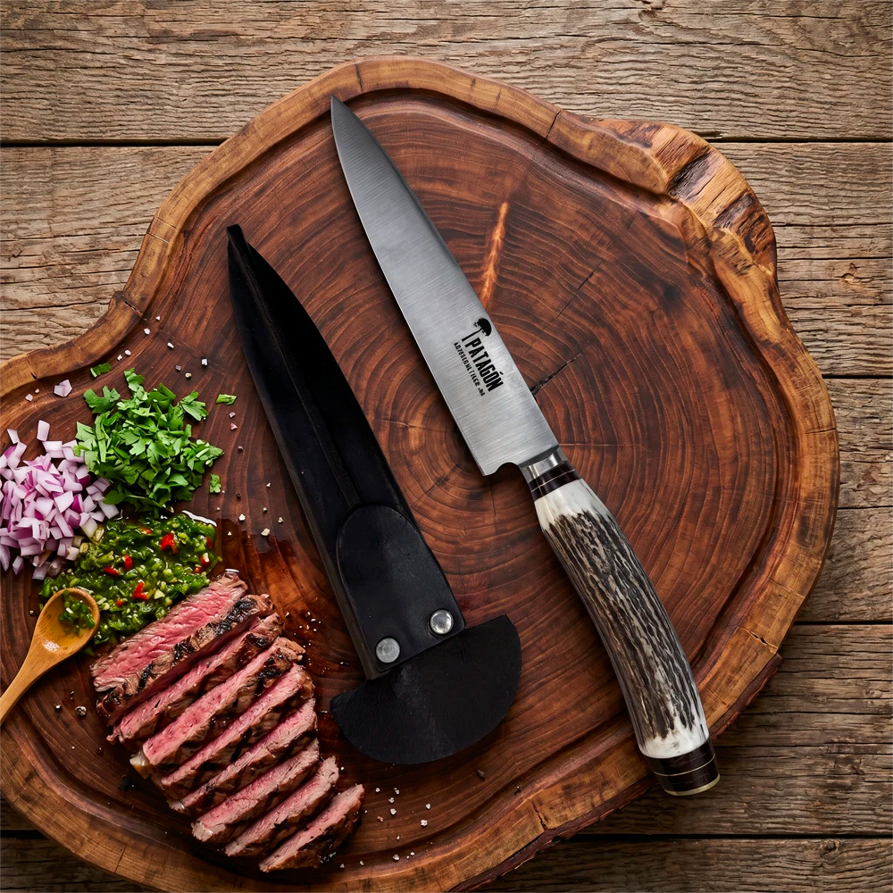 Cuchillo Gaucho Patagón Artesanal Asta de Ciervo hoja 16 cm (6869157150822)