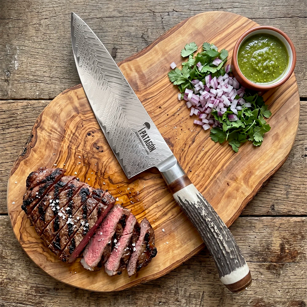 Cuchillo Chef Acero Damasco 67 capas hoja 20 cm - CIERVO (8027362525286)