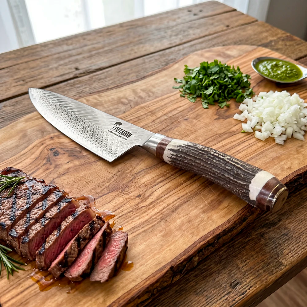 Cuchillo Chef Acero Damasco 67 capas hoja 20 cm - CIERVO (8027362525286)