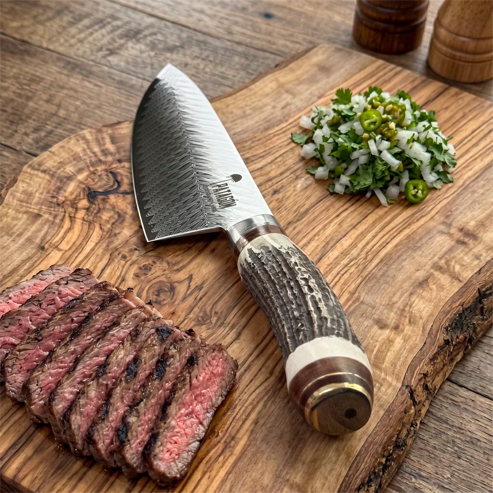 Cuchillo Chef Acero Damasco 67 capas hoja 20 cm - CIERVO (8027362525286)