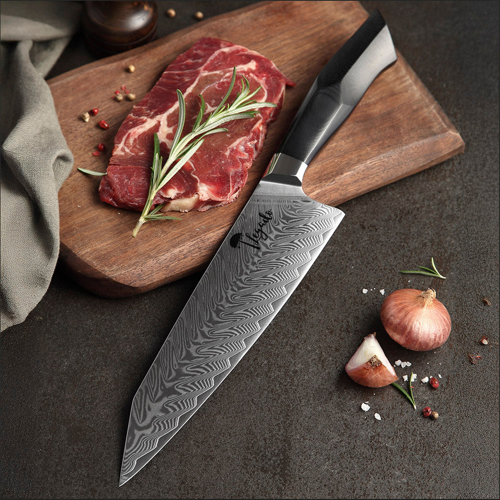 Cuchillo Kiritsuke Damasco 67 capas hoja 20 cm LEGADO - MEDIA NOCHE