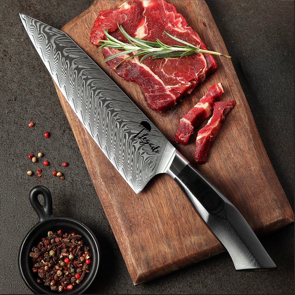 Cuchillo Kiritsuke Damasco 67 capas hoja 20 cm LEGADO - MEDIA NOCHE - Cuchillos Mundo Patagon