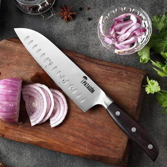 Cuchillo Santoku Acero Alemán Premium Hoja 20 cm - HUALLE