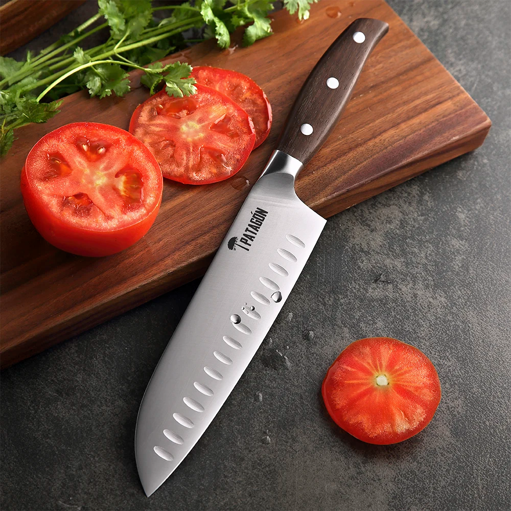Cuchillo Santoku Acero Alemán Premium Hoja 20 cm - HUALLE