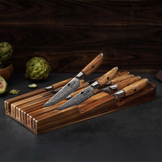 Bandeja Guarda Cuchillos de Acacia Premium LEGADO - Cuchillos Mundo Patagon