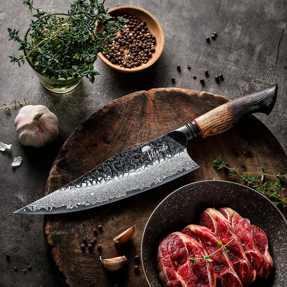 Cuchillo Parrillero PRO Acero Damasco 67 capas LEGADO - BESTIA