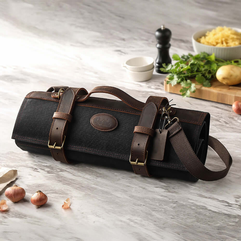 Bolso porta cuchillos profesional de 12 espacios - Negro (7794380505190)