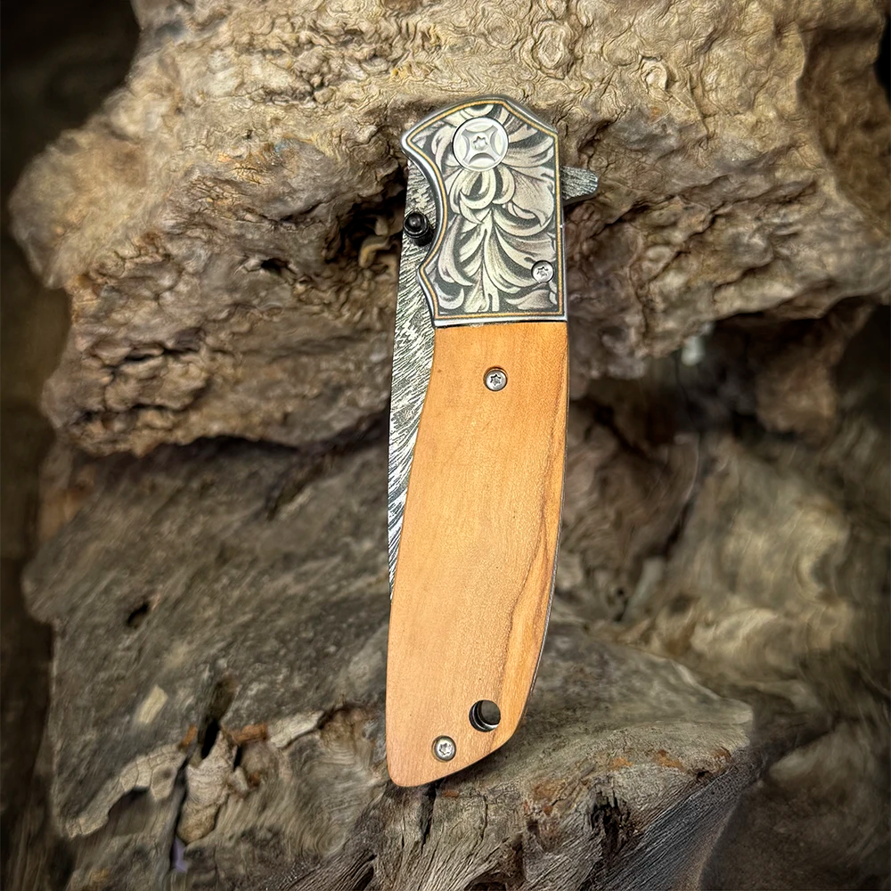 DAMASQUINADA - Corta pluma plegable Acero Inox. Recubierto PATAGÓN