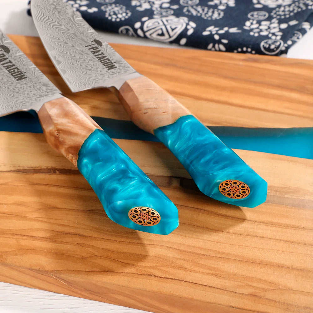 Cuchillo Kiritsuke Patagon Damasco 67 capas 21  cm - Mediterraneo