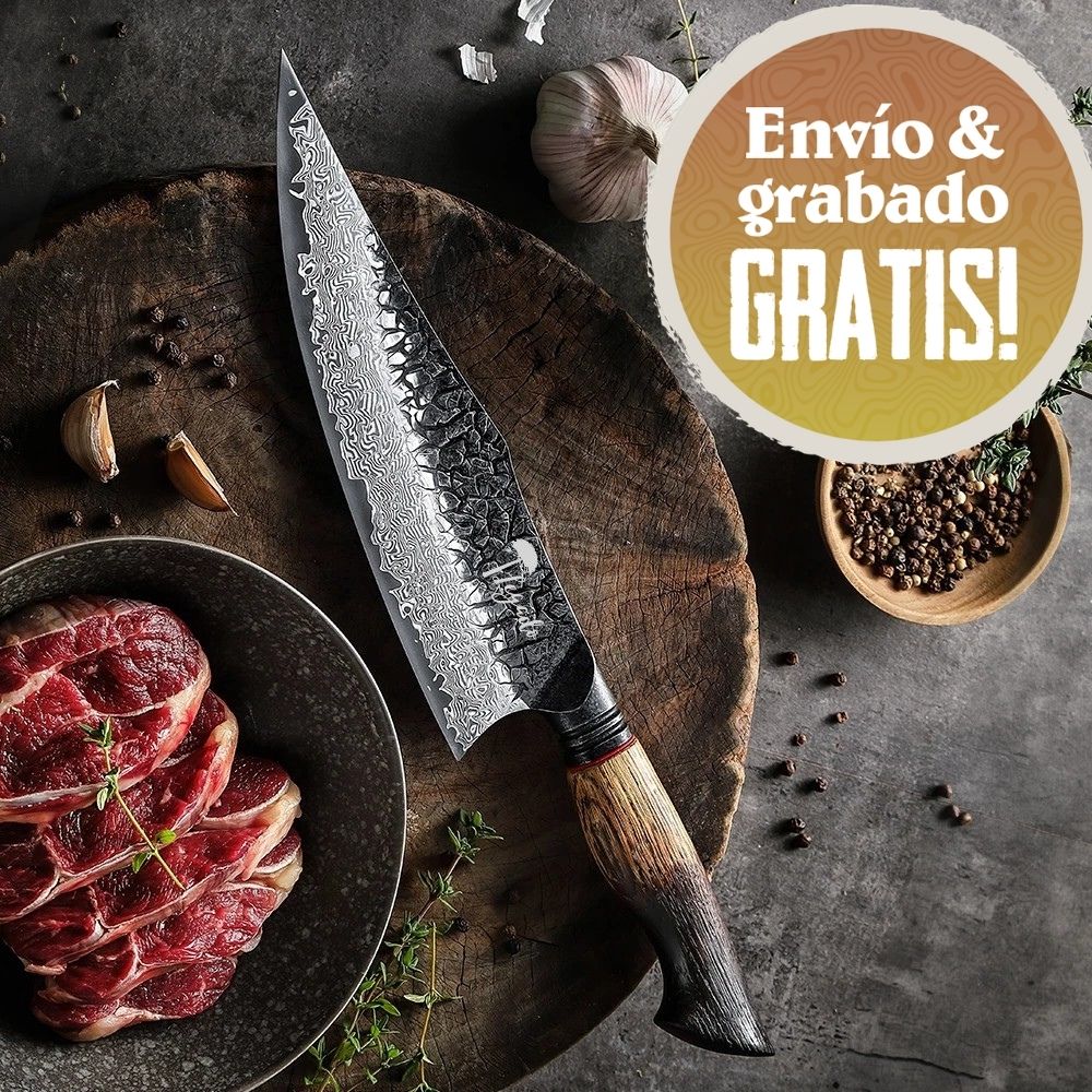 Cuchillo Parrillero PRO Acero Damasco 67 capas LEGADO - BESTIA