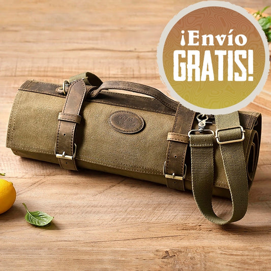 Bolso porta cuchillos profesional de 12 espacios - VERDE