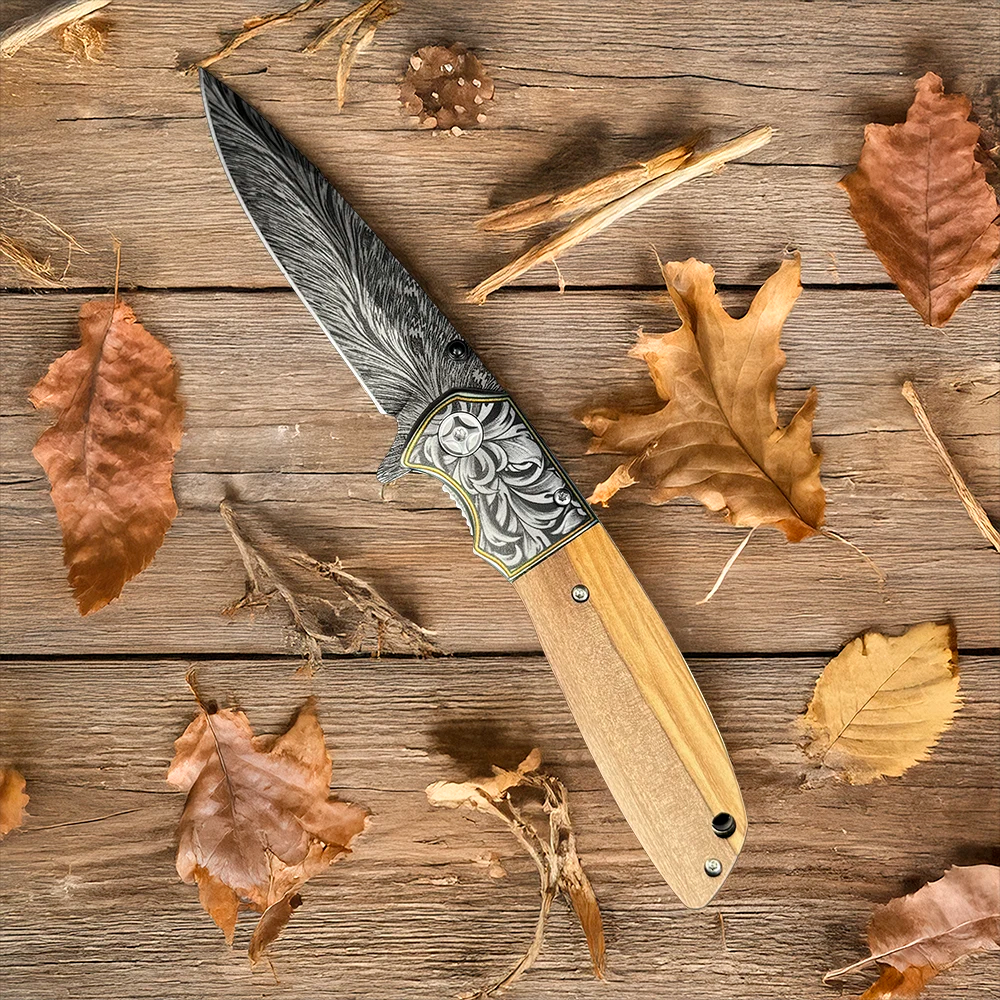 Corta pluma plegable Acero Inox. Recubierto PATAGÓN - DAMASQUINADA