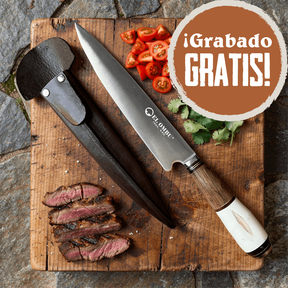 Cuchillo Artesanal Parrillero hoja 20 cm EL OMBU - GAUCHO PREMIUM