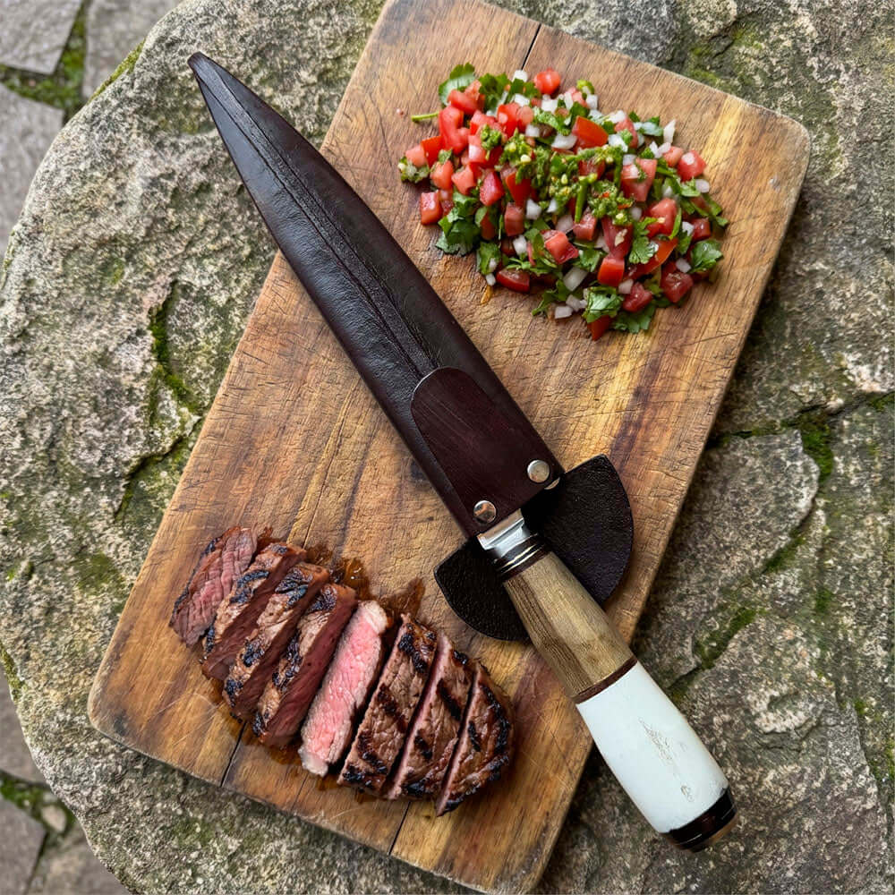Cuchillo Artesanal Parrillero hoja 20 cm EL OMBU - GAUCHO PREMIUM