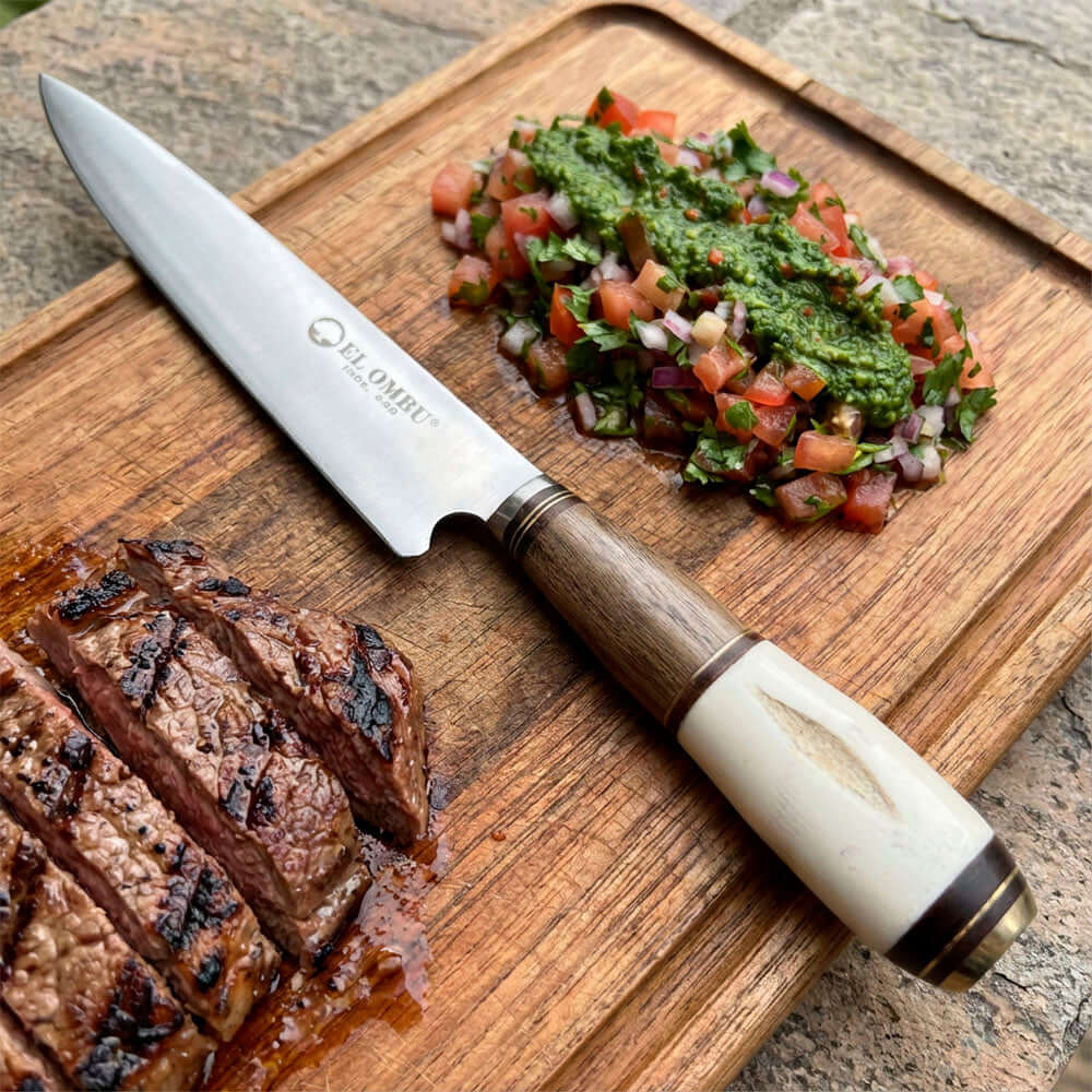 Cuchillo Artesanal Parrillero hoja 20 cm EL OMBU - GAUCHO PREMIUM
