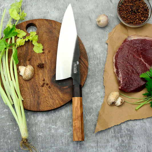 Cuchillo Chef Acero Al Carbono hoja 21 cm PATAGÓN - HÍBRIDO (6934310289510)