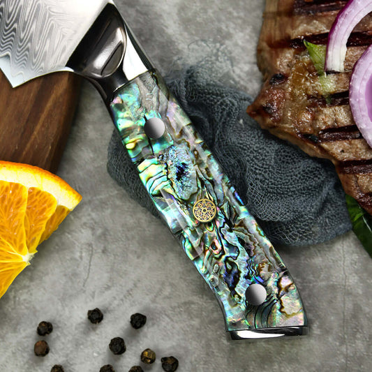 NÁCAR DEL PACÍFICO - Cuchillo Chef Damasco 67 capas Hoja 20 cm PATAGÓN