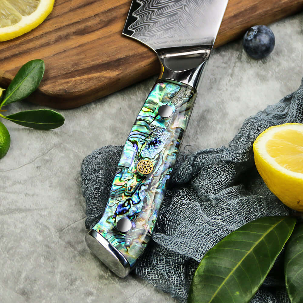 NÁCAR DEL PACÍFICO - Cuchillo Chef Damasco 67 capas Hoja 20 cm PATAGÓN