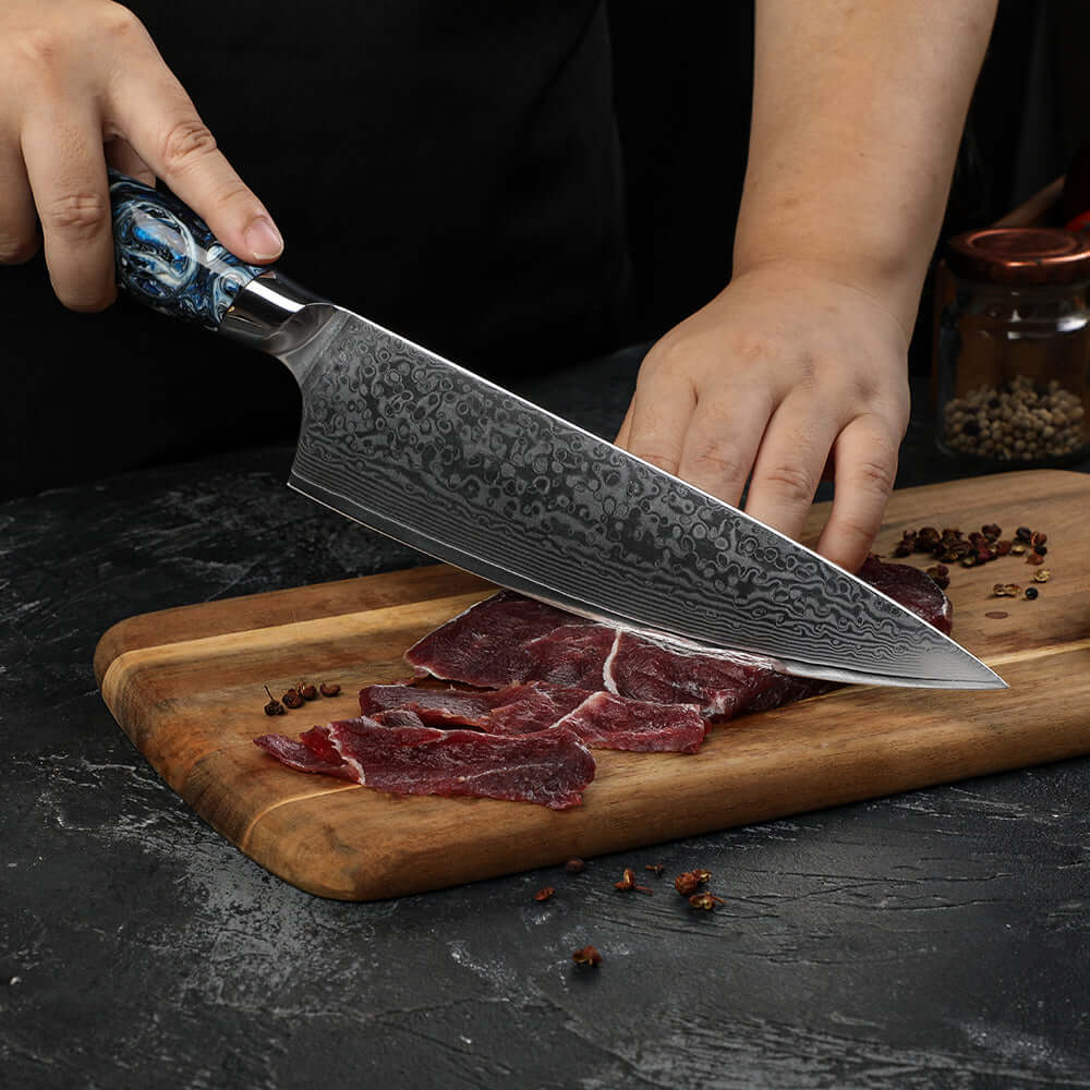 Cuchillo de Chef Acero Damasco 67 capas hoja 20 cm - GLACIAR (6870486646886)