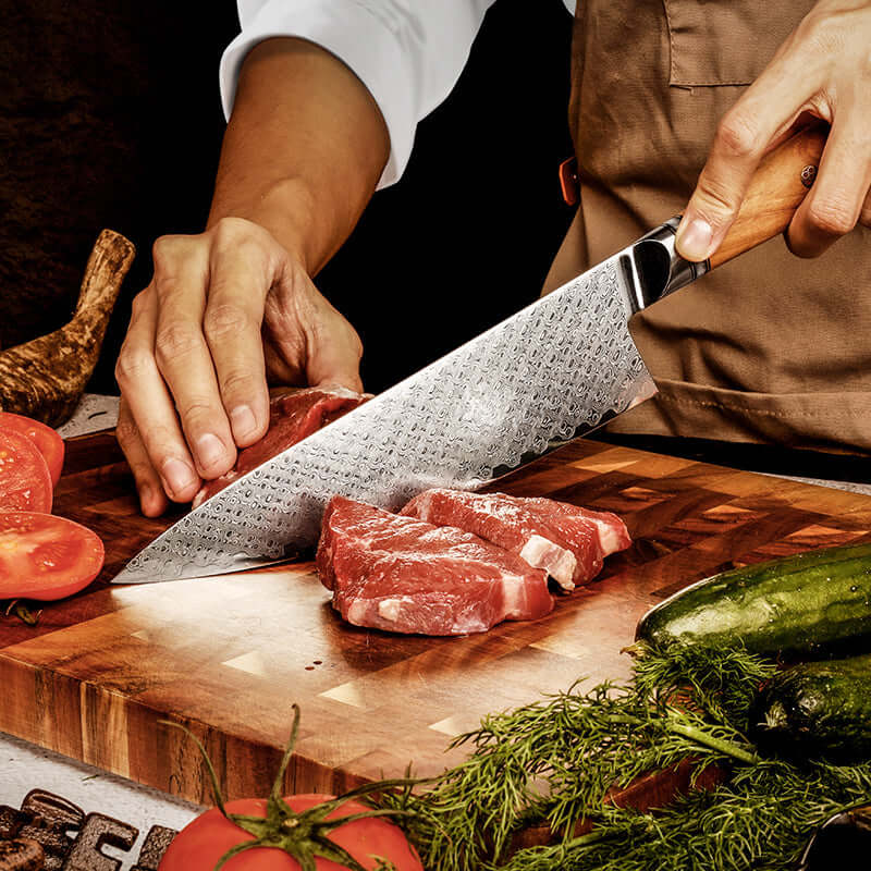 LLUVIA AUSTRAL - Cuchillo Chef Damasco 67 capas hoja 20 cm PATAGÓN - Cuchillos Mundo Patagon (6927823470694)