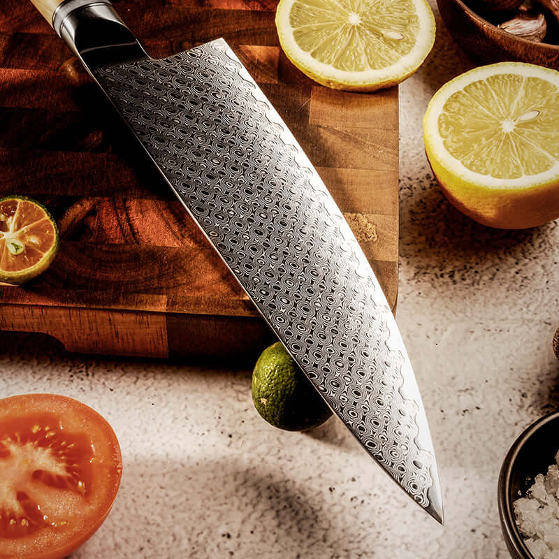 LLUVIA AUSTRAL - Cuchillo Chef Damasco 67 capas hoja 20 cm PATAGÓN - Cuchillos Mundo Patagon (6927823470694)