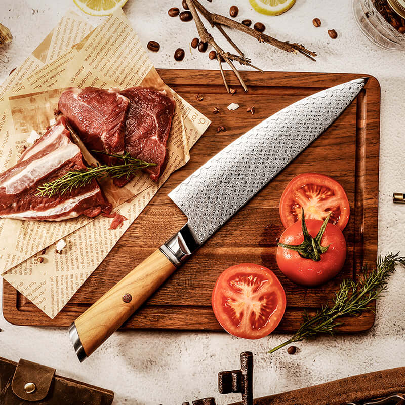 LLUVIA AUSTRAL - Cuchillo Chef Damasco 67 capas hoja 20 cm PATAGÓN - Cuchillos Mundo Patagon (6927823470694)