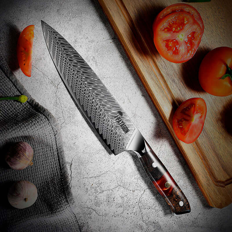 Cuchillo Chef Acero Damasco 73 capas hoja 20 cm PATAGÓN - LLOICA (7232349536358)