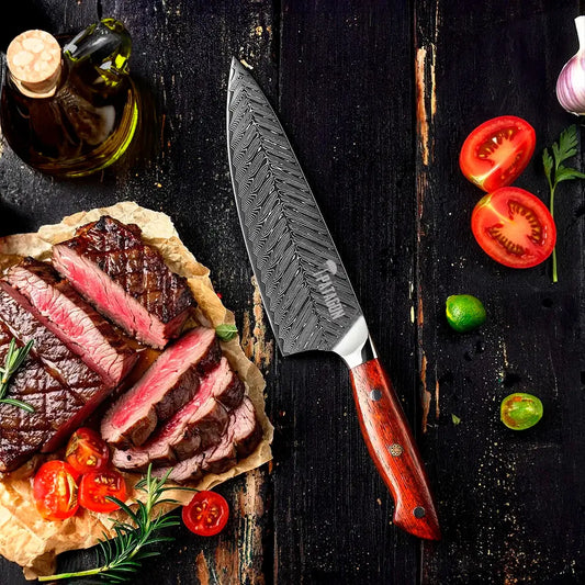 Cuchillo Chef Acero Damasco 67 capas hoja 20 cm - TRUCHA ARCO (6870487728230)