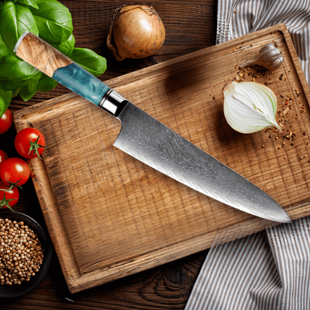 Cuchillo Chef Patagon Damasco 67 capas 19 cm - Lago Azul - Cuchillos Mundo Patagon (7310675247206)
