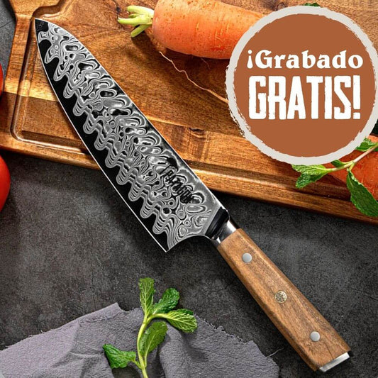 Cuchillo Chef en Acero Damasco OLIVO - PATAGÓN