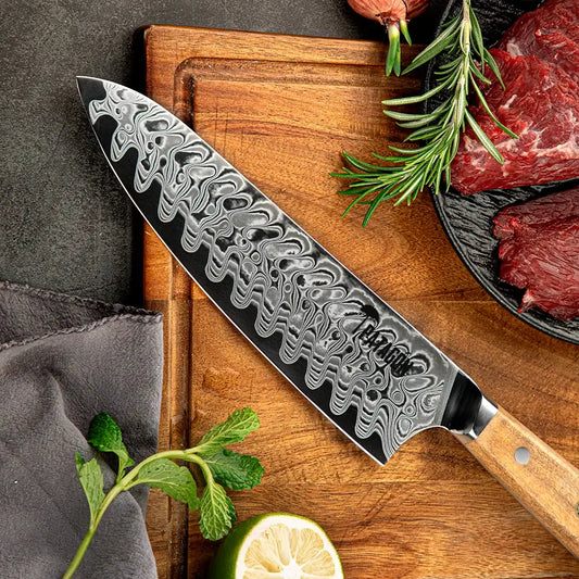 Cuchillo Chef en Acero Damasco OLIVO - PATAGÓN