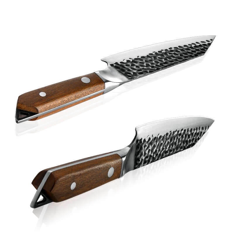 Cuchillo Kiritsuke "Cuchillo del Chef Japonés" 3 capas Palo Rosa 18 cm Martillado