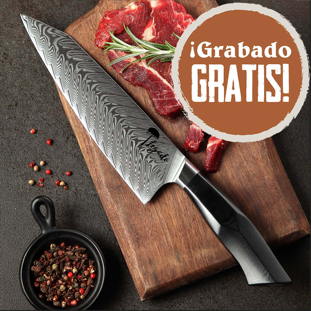 Cuchillo Kiritsuke Damasco 67 capas hoja 20 cm LEGADO - MEDIA NOCHE - Cuchillos Mundo Patagon