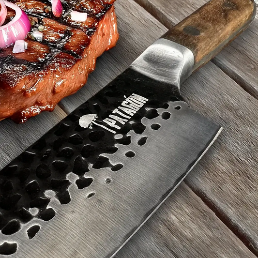 Cuchillo Parrillero inox. 3 capas hoja 20 cm Martillado PATAGÓN - PIÑON (6842312458342)