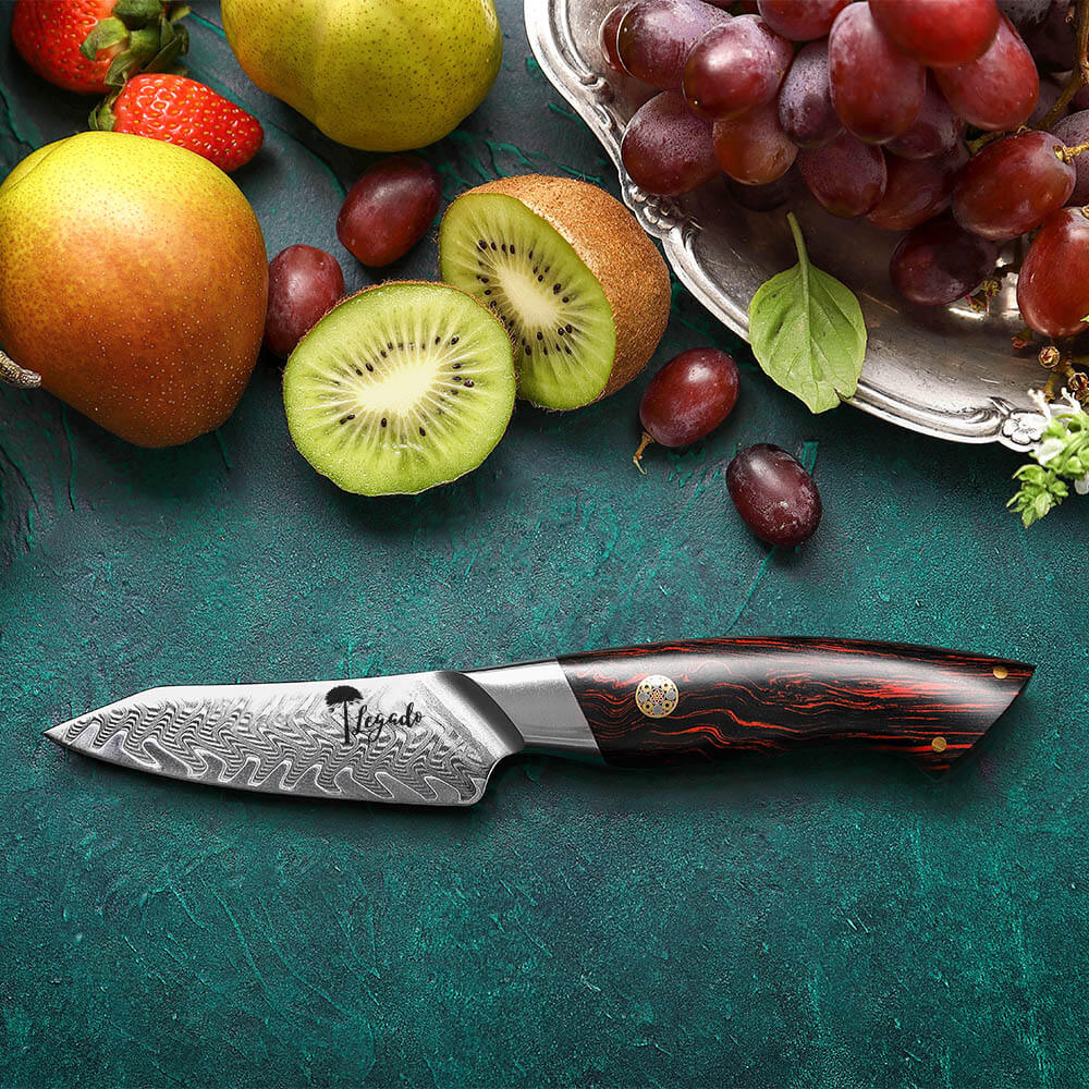 Cuchillo Petty Damasco 73 capas hoja 9 cm LEGADO - MAGMA