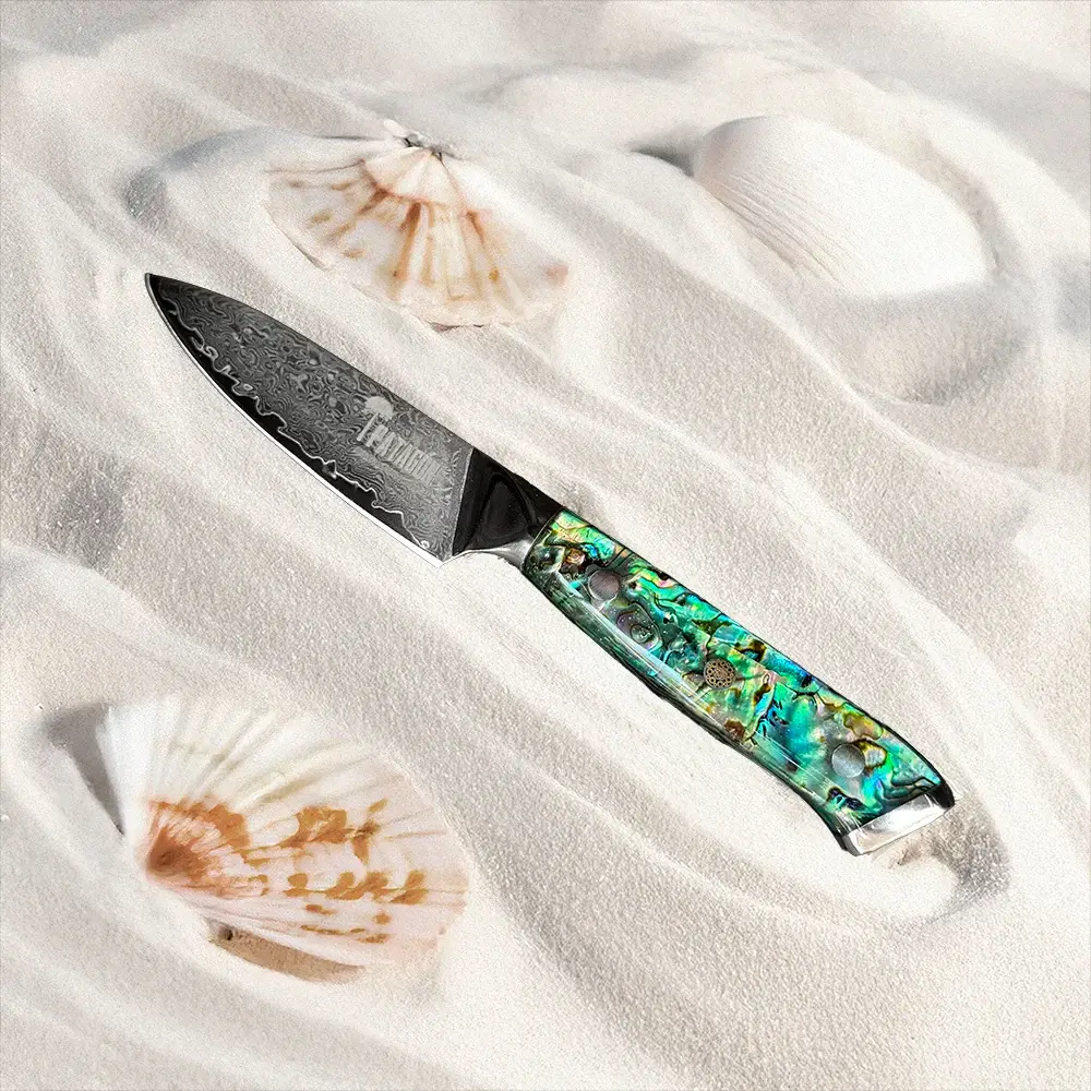 Cuchillo Puntilla Damasco 67 capas hoja 10 cm - NÁCAR DE MAR (7309209305190)