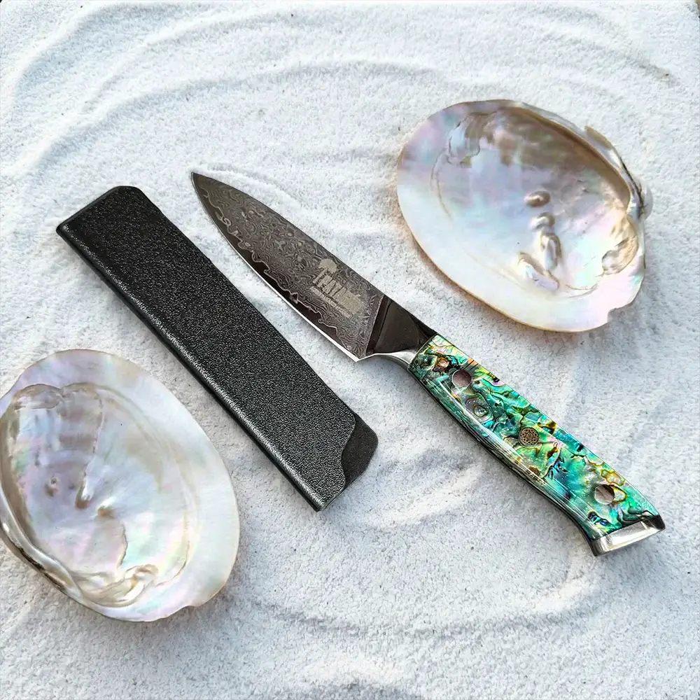 Cuchillo Puntilla Damasco 67 capas hoja 10 cm - NÁCAR DE MAR (7309209305190)