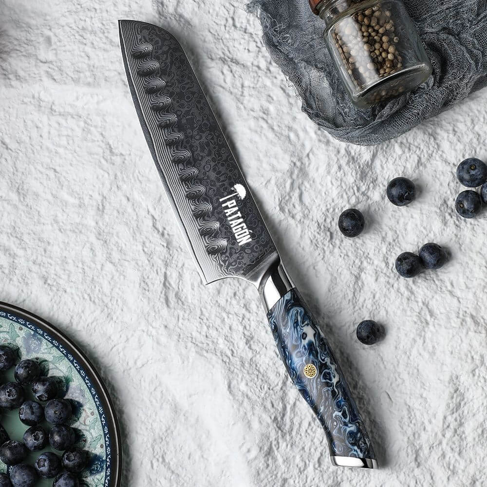 Cuchillo Santoku Acero Damasco 67 capas hoja 18 cm - GLACIAR (7683998089318)