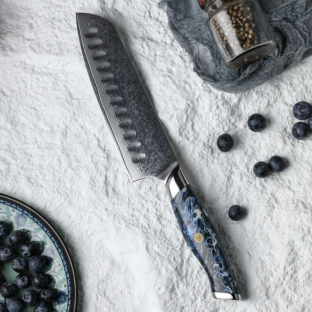 Cuchillo Santoku Damasco 67 capas martillado 18 cm (7076221419622)