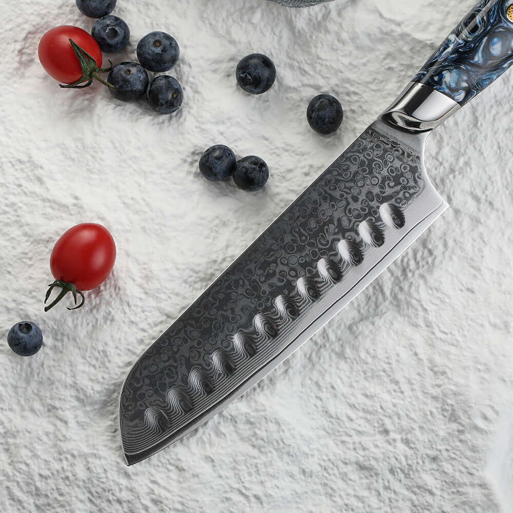 Cuchillo Santoku Damasco 67 capas martillado 18 cm (7076221419622)