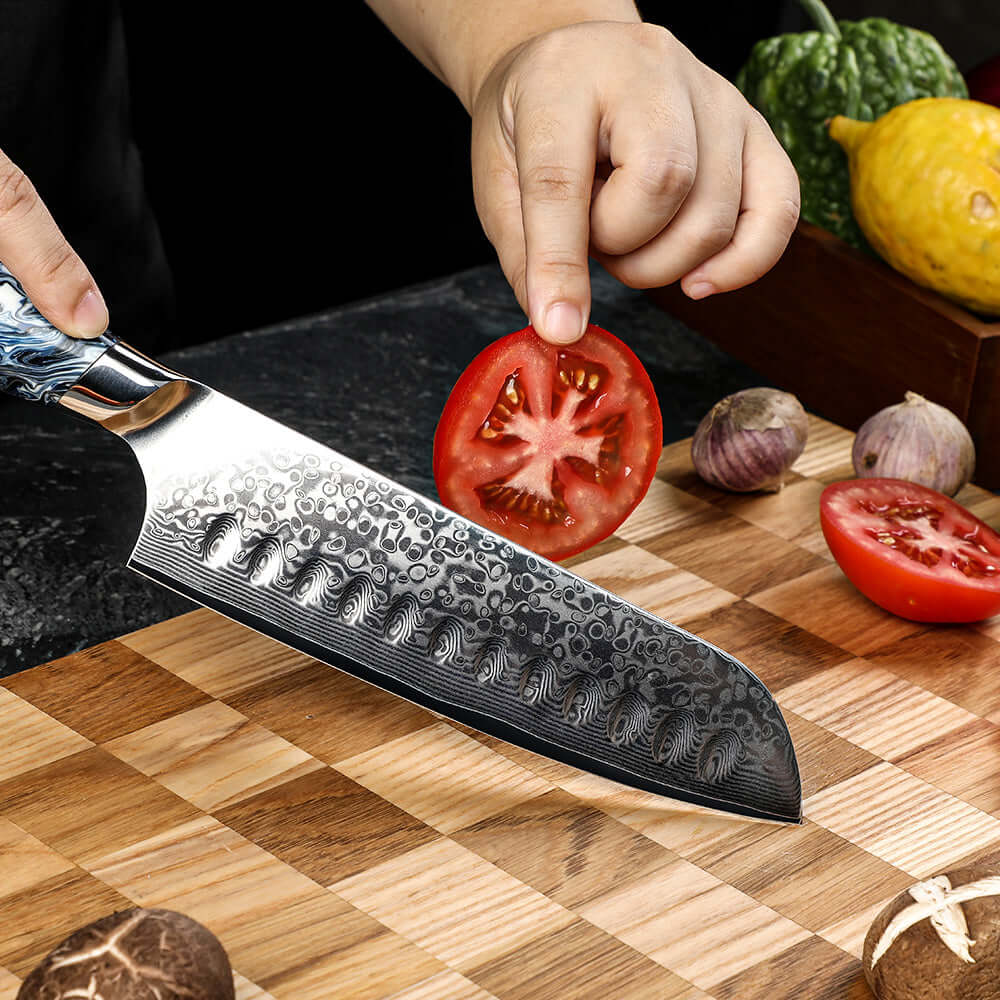 Cuchillo Santoku Damasco 67 capas martillado 18 cm (7076221419622)