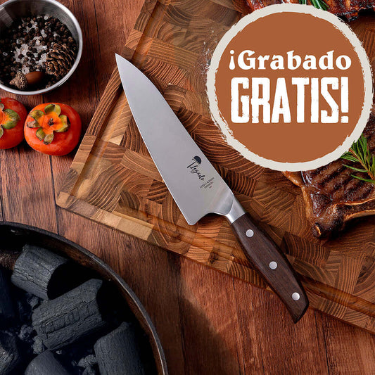 Cuchillo Chef Acero Alemán Premium Hoja 19 cm LEGADO - ROBLE FUERTE - Cuchillos Mundo Patagon