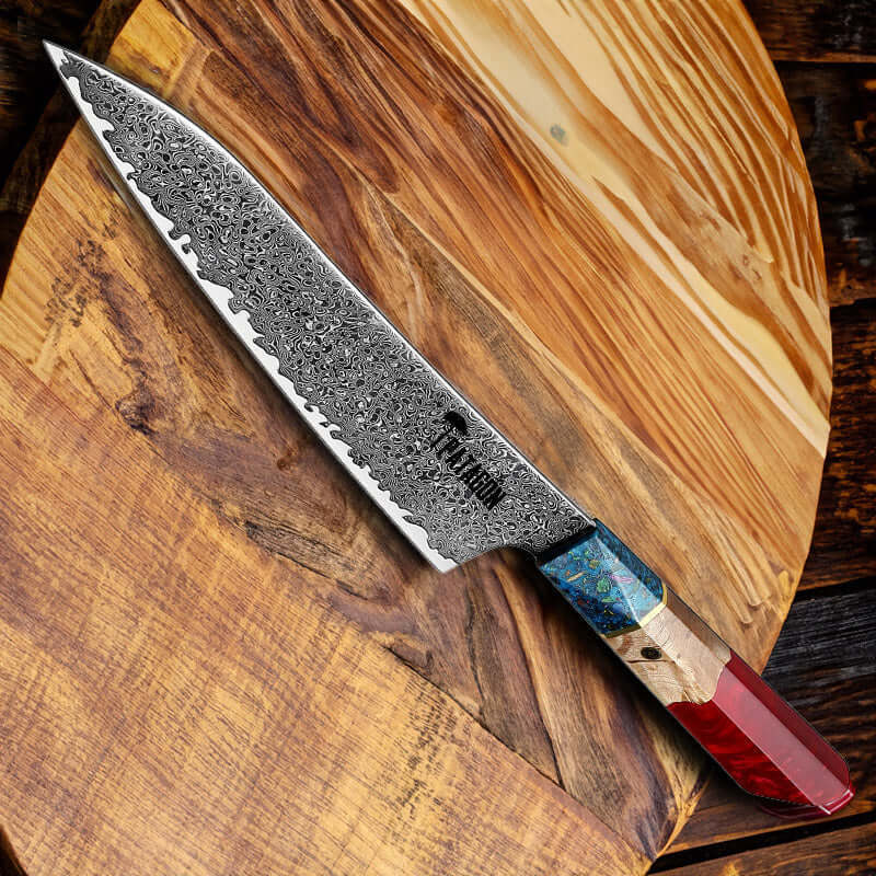 Cuchillo de Cocina Acero Damasco 67 capas hoja 21 cm - 3 COLORES (6870490185830)