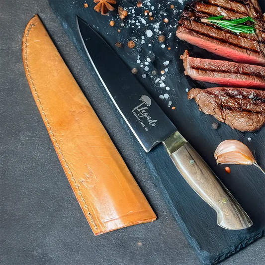 Cuchillo de asado artesanal acero Inox. hoja 20 cm LEGADO - HUEMUL - Cuchillos Mundo Patagon