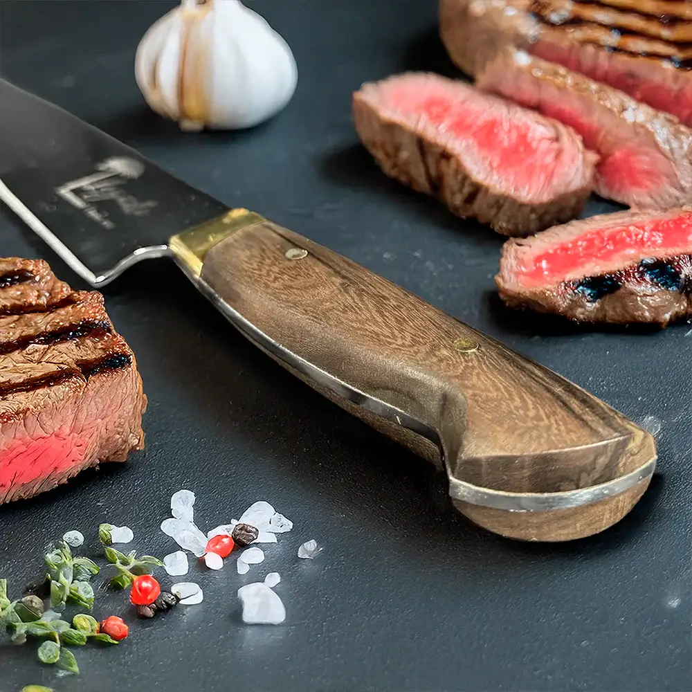 Cuchillo de asado artesanal acero Inox. empuñadura en madera HUEMUL - LEGADO (6865020682342)