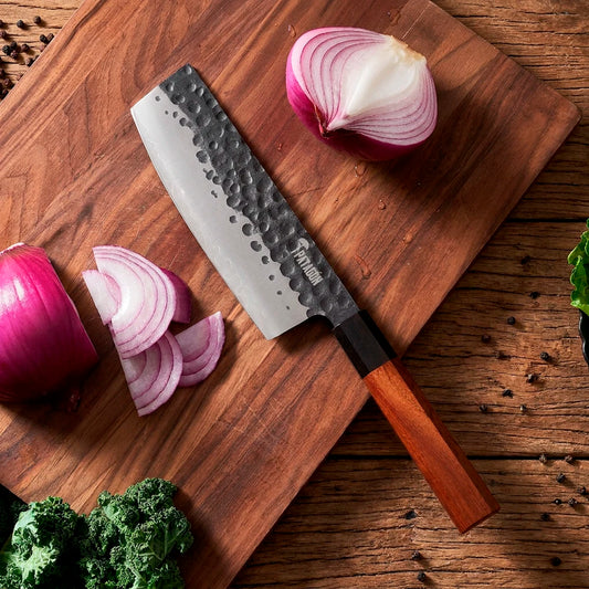 Cuchillo Nakiri Acero Revestido 3 capas hoja 18 cm - PALO ROSA (8007094272102)