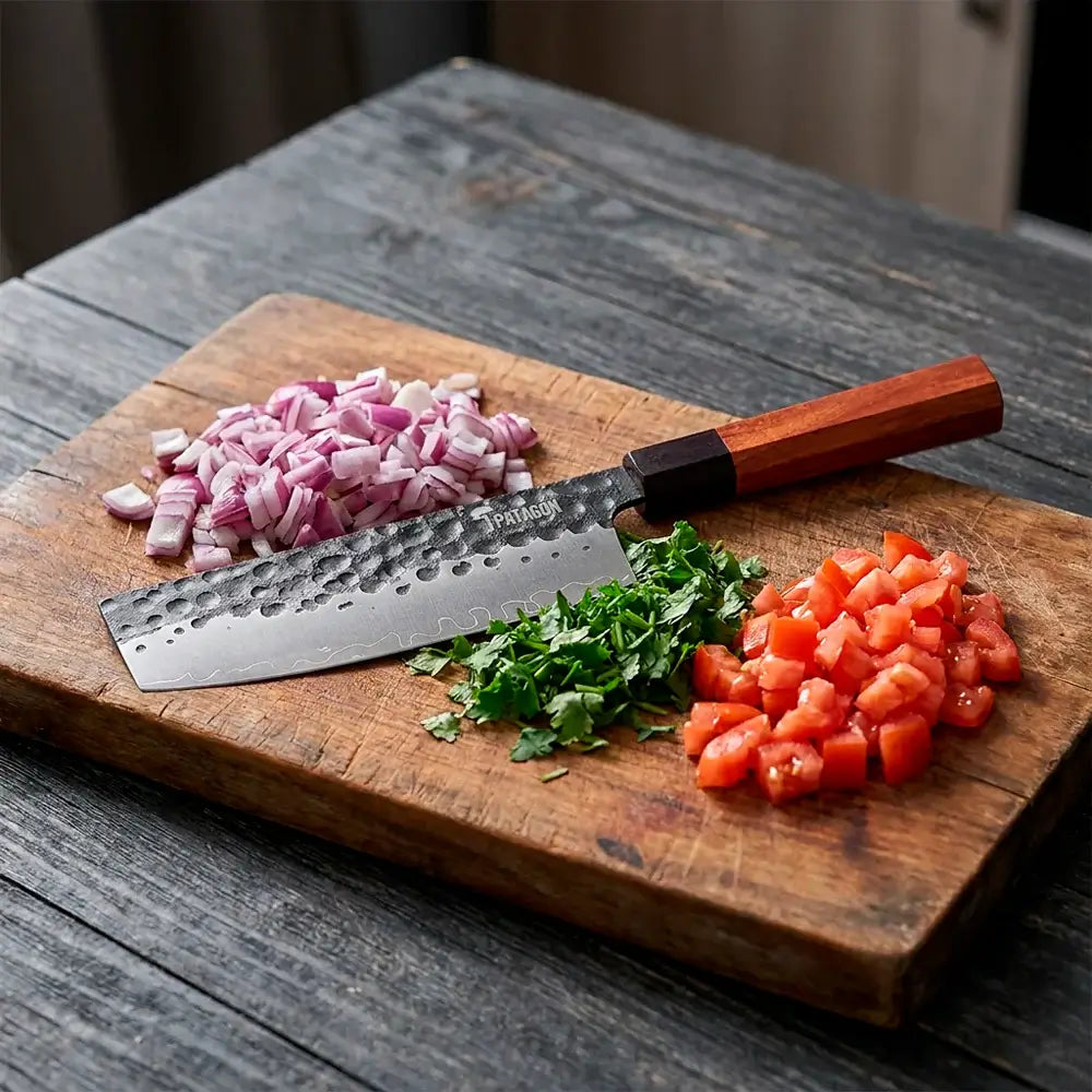 Cuchillo Nakiri Acero Revestido 3 capas hoja 18 cm - PALO ROSA (8007094272102)