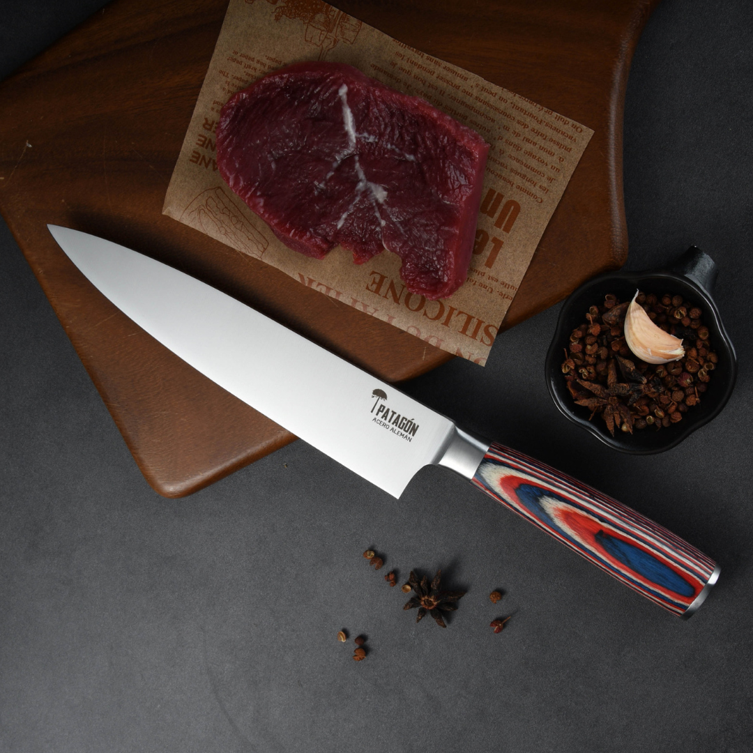 Cuchillo Medio Golpe Patagón Acero Alemán Viva Chile! hoja 20 cm