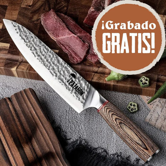 VIVA EL ASADO - Cuchillo Chef Acero Alemán 3 capas Hoja 20 cm PATAGÓN